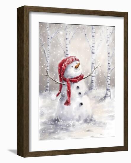 Snowman in Wood-MAKIKO-Framed Giclee Print