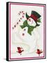 Snowman Marching with 2 Birds-Beverly Johnston-Framed Stretched Canvas