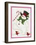 Snowman Marching with 2 Birds-Beverly Johnston-Framed Giclee Print