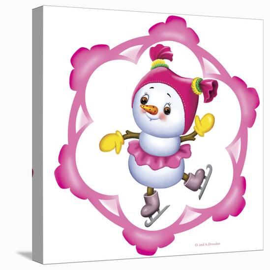 Snowman on the Skates-Olga And Alexey Drozdov-Stretched Canvas