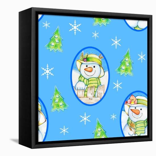 Snowman Pattern 1-Valarie Wade-Framed Stretched Canvas