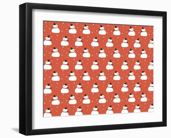 Snowman Pattern Red-Anne Cote-Framed Giclee Print