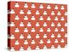 Snowman Pattern Red-Anne Cote-Stretched Canvas