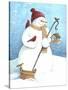 Snowman Red Hat-Melinda Hipsher-Stretched Canvas