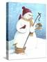 Snowman Red Hat-Melinda Hipsher-Stretched Canvas