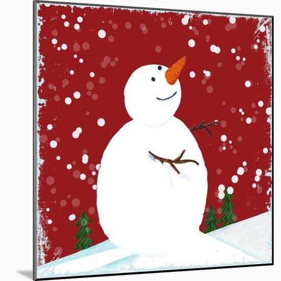 Snowman Red-null-Mounted Giclee Print