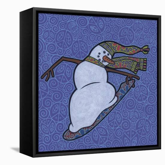 Snowman Snowboarder 2-Denny Driver-Framed Stretched Canvas