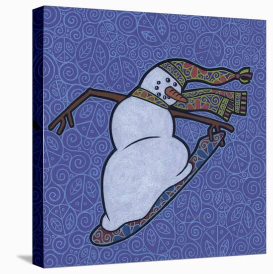 Snowman Snowboarder 2-Denny Driver-Stretched Canvas