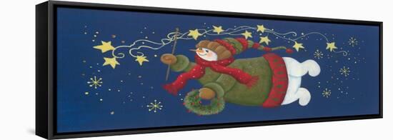 Snowman, Stars, Snow Flakes-Beverly Johnston-Framed Stretched Canvas