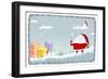 Snowman Wearing Santa Clothes with Blue Winter Background-null-Framed Giclee Print