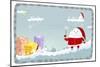 Snowman Wearing Santa Clothes with Blue Winter Background-null-Mounted Giclee Print