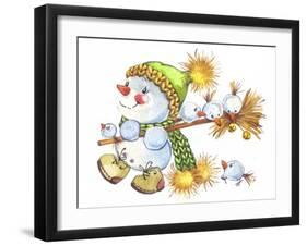 Snowman with a Broom and Baby Snowmen-ZPR Int’L-Framed Giclee Print