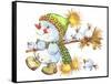 Snowman with a Broom and Baby Snowmen-ZPR Int’L-Framed Stretched Canvas