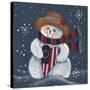 Snowman with Big Heart-Beverly Johnston-Stretched Canvas