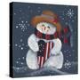 Snowman with Big Heart-Beverly Johnston-Stretched Canvas