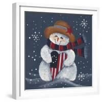 Snowman with Big Heart-Beverly Johnston-Framed Giclee Print