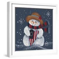 Snowman with Big Heart-Beverly Johnston-Framed Giclee Print