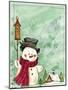 Snowman with Birdhouse 2-Beverly Johnston-Mounted Giclee Print