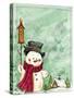Snowman with Birdhouse 2-Beverly Johnston-Stretched Canvas