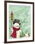 Snowman with Birdhouse 2-Beverly Johnston-Framed Giclee Print