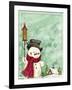 Snowman with Birdhouse 2-Beverly Johnston-Framed Giclee Print