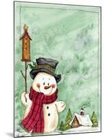 Snowman with Birdhouse 2-Beverly Johnston-Mounted Giclee Print