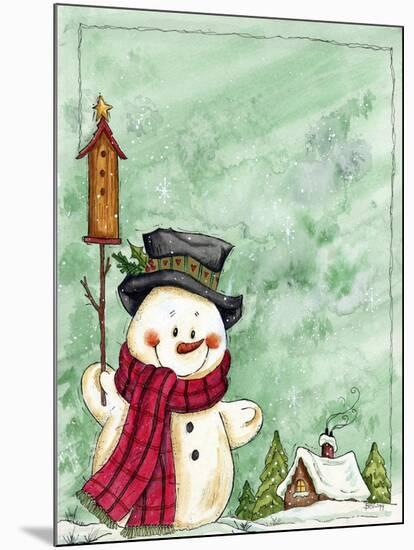 Snowman with Birdhouse 2-Beverly Johnston-Mounted Giclee Print