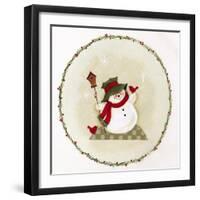 Snowman with Birdhouse-Beverly Johnston-Framed Giclee Print