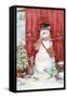 Snowman with Birds and Flurries-Melinda Hipsher-Framed Stretched Canvas