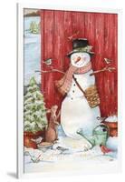 Snowman with Birds and Flurries-Melinda Hipsher-Framed Giclee Print