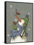 Snowman with Birds-Margaret Wilson-Framed Stretched Canvas