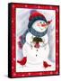 Snowman with Birds-Beverly Johnston-Framed Stretched Canvas