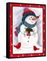 Snowman with Birds-Beverly Johnston-Framed Stretched Canvas