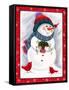 Snowman with Birds-Beverly Johnston-Framed Stretched Canvas