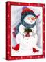 Snowman with Birds-Beverly Johnston-Stretched Canvas