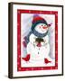 Snowman with Birds-Beverly Johnston-Framed Giclee Print