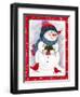 Snowman with Birds-Beverly Johnston-Framed Giclee Print