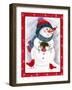 Snowman with Birds-Beverly Johnston-Framed Giclee Print