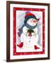 Snowman with Birds-Beverly Johnston-Framed Giclee Print