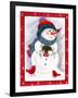 Snowman with Birds-Beverly Johnston-Framed Giclee Print