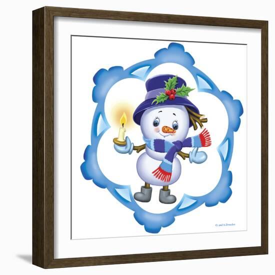 Snowman with Candle-Olga And Alexey Drozdov-Framed Photographic Print