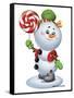 Snowman with Candy-Olga And Alexey Drozdov-Framed Stretched Canvas