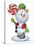 Snowman with Candy-Olga And Alexey Drozdov-Stretched Canvas