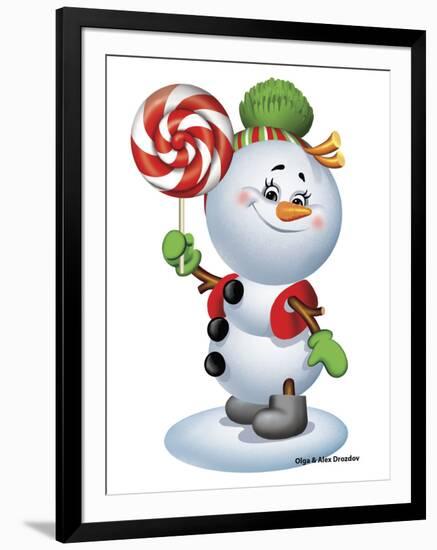 Snowman with Candy-Olga And Alexey Drozdov-Framed Photographic Print