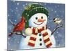 Snowman with Cardinal and Chickadee-William Vanderdasson-Mounted Giclee Print