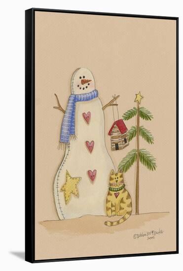 Snowman with Cat-Debbie McMaster-Framed Stretched Canvas