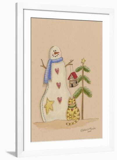 Snowman with Cat-Debbie McMaster-Framed Giclee Print