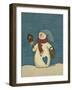 Snowman with Crackle Background-Debbie McMaster-Framed Giclee Print