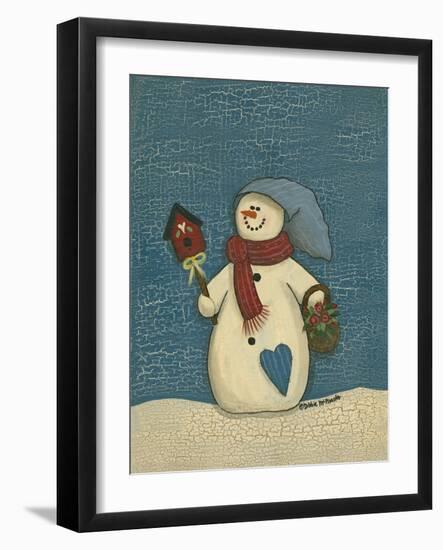 Snowman with Crackle Background-Debbie McMaster-Framed Giclee Print