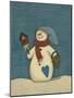 Snowman with Crackle Background-Debbie McMaster-Mounted Giclee Print